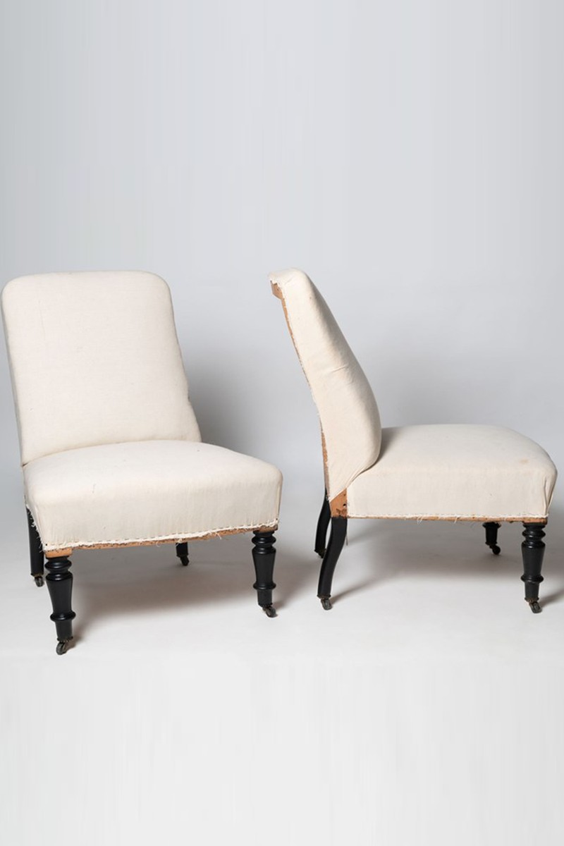 Antique French Napoleon III Pair Of Slipper Chairs from Nikki Page Antiques