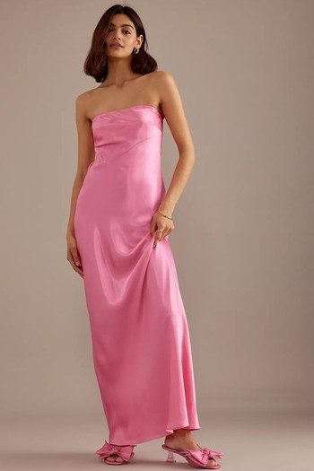 The Fleur Strapless Satin Maxi Slip Dress from Anthropologie