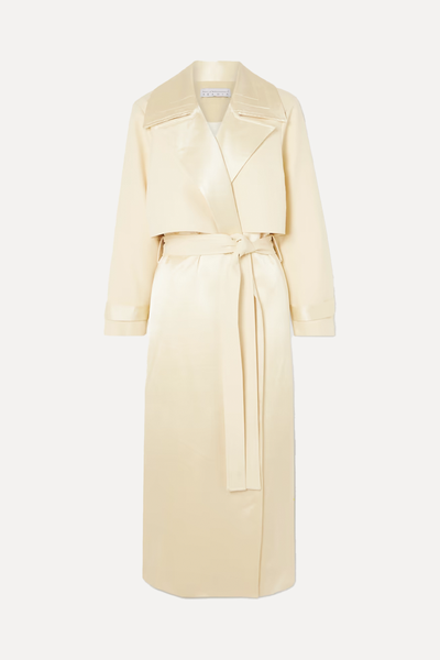 Dina Delted Satin-Twill Trench Coat from Abadia