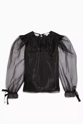 Organza Blouse With Bow Detail