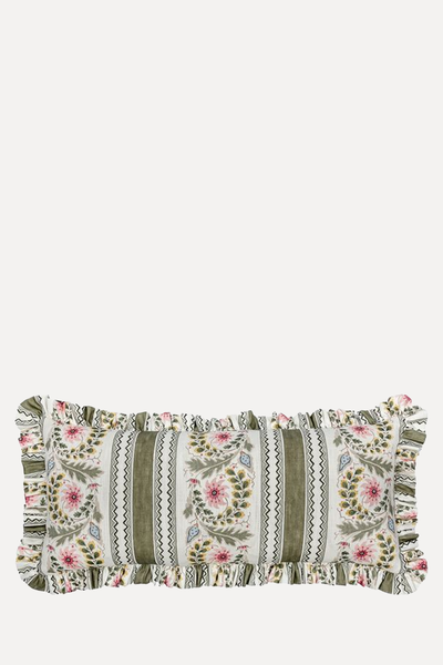 Floral Border Stripe Cushion from Salvesen Graham