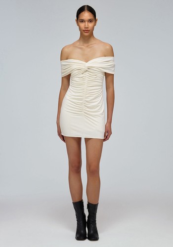 Ivory Jersey Off-Shoulder Mini Dress from Self-Portrait