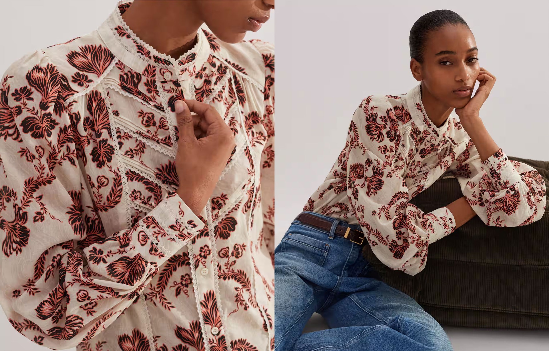 Cotton Midnight Floral Print Blouse from ME+EM