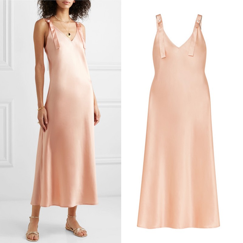 Pearl-Embellished Silk-Satin Nightdress from Sleeper
