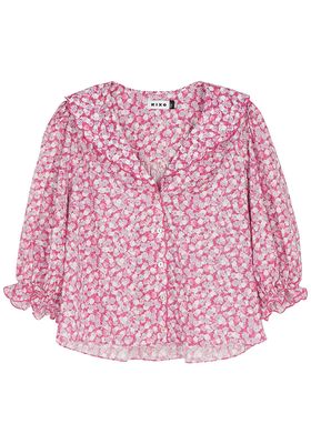 Carly Pink Floral-Print Cotton Blouse from Rixo
