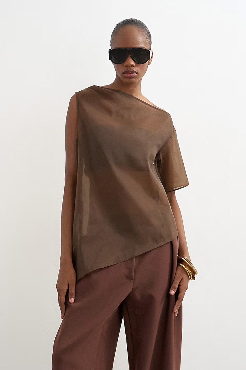 One Shoulder Organza Top from Topshop