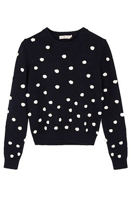 Navy Embellished Cotton-Blend Jumper from Tory Burch