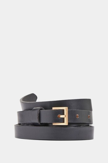 Leather Belt With Square Buckle