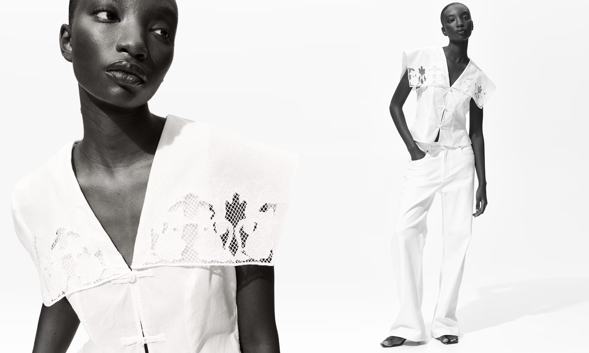 Sailor-Collared Broderie Anglaise Top from H&M