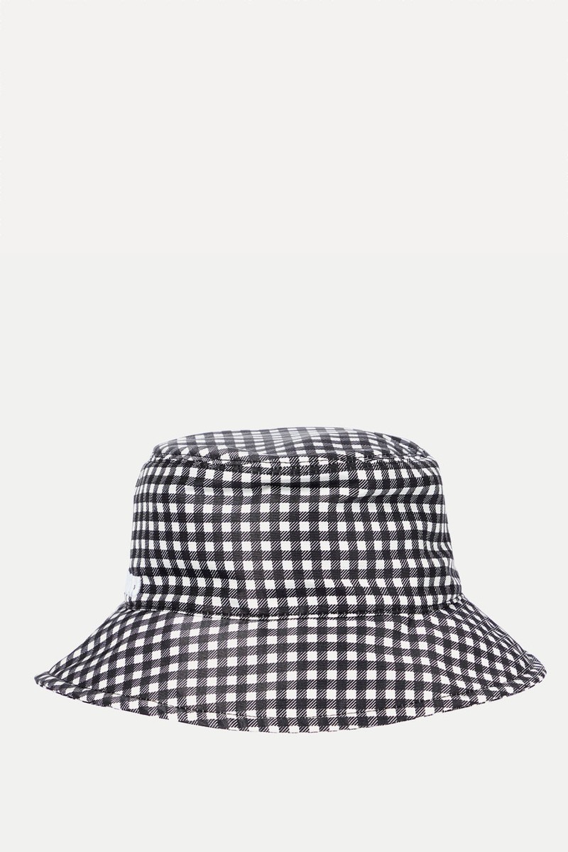 Gingham Silk Faille Bucket Hat from MIU MIU