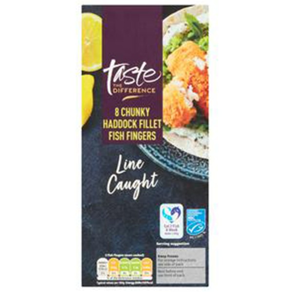 8 Chunky Haddock Fillet Fish Fingers  from Sainsbury’s Taste the Difference