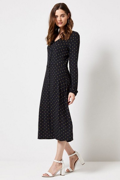 Spot Print Midi Dress