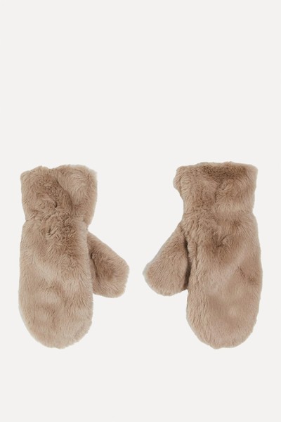 Faux Fur Mittens from Pieces