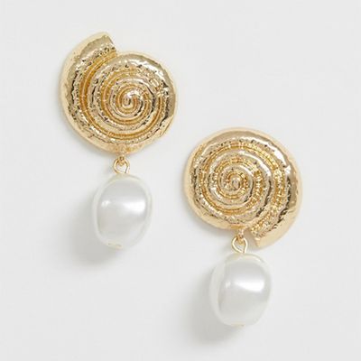 Asymmetric Shell & Pearl Earrings from ASOS