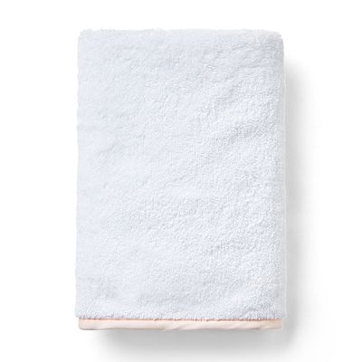 Straight Pique Bath Towel In White Pink from Rebecca Udall