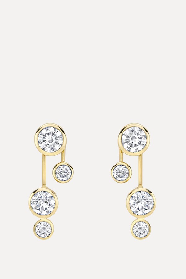 Raindance Detachable Double Drop Yellow Gold Earrings