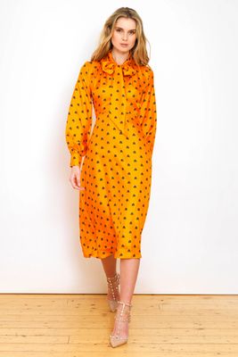 Penelope Mango Rainbow Print Silk Midi Dress