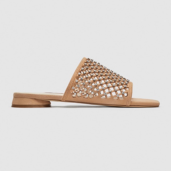 Shimmery Leather Mules from Zara