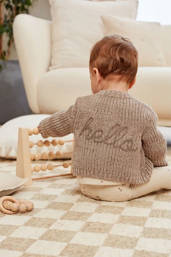 100% Cotton Chunky Knitted Embroidered Baby Cardigan from Next