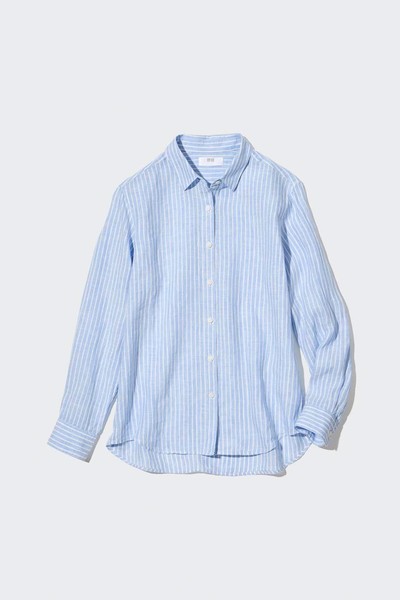 100&% Premium Linen Striped Long Sleeved Shirt 