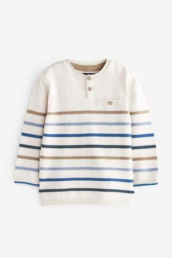 Henley Button Neck Jumper from Next