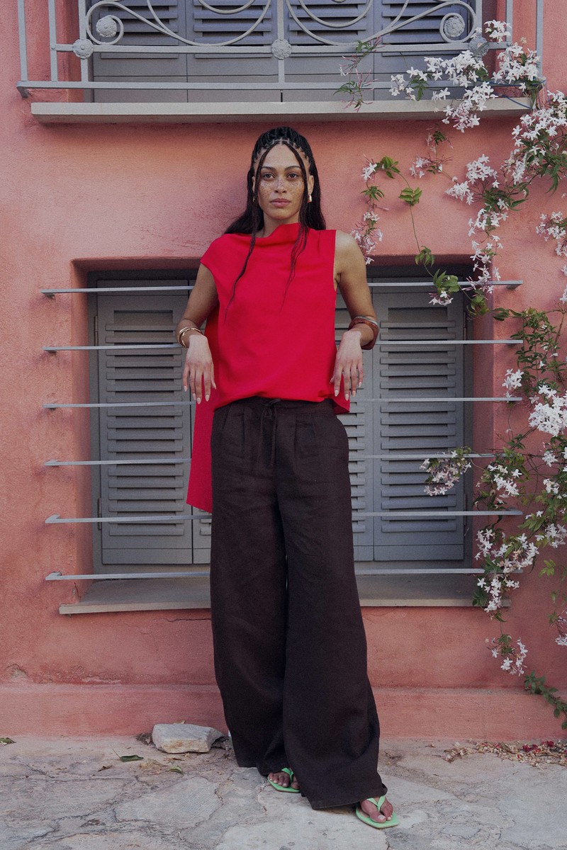 Cowl Neck Silk Drape Top