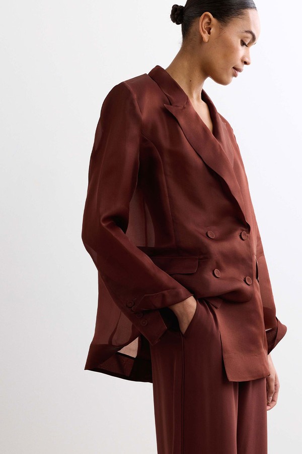 Pure Silk Organza Double Breasted Longline Blazer from Jaeger