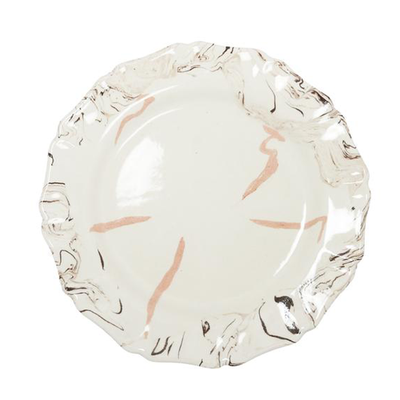 Cream Swirl Earthenware Scalloped Dinner Plate from Penreath & Hall