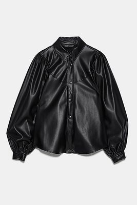 Buttoned Faux Leather Shirt
