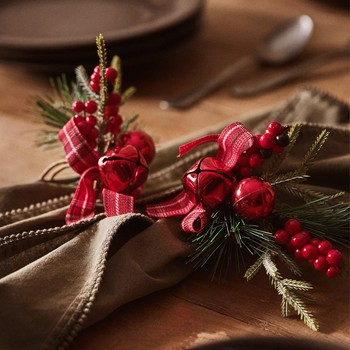 Pine Cone & Sleigh Bells Napkin Holders