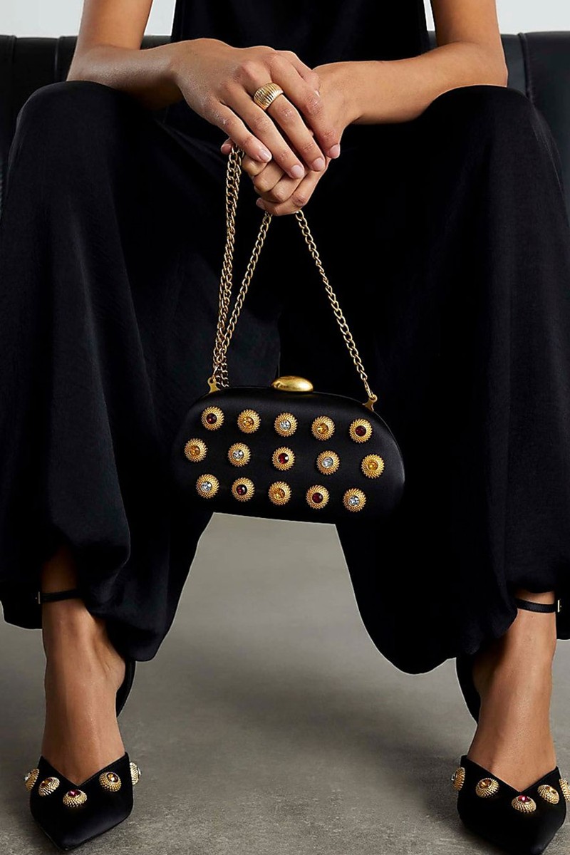 Mixed Gem Hard Shell Clutch Bag from River Island