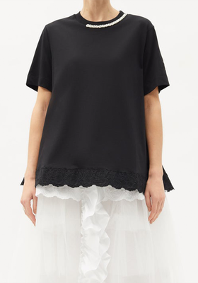 Faux-Pearl Embellished Cotton-Jersey T-Shirt from Simone Rocha