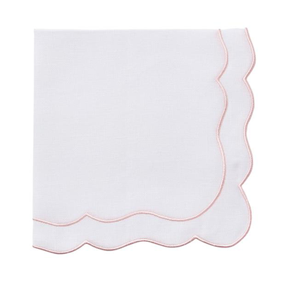 Set of 4 Lucy Scalloped Italian Linen Napkins from Rebecca Udall