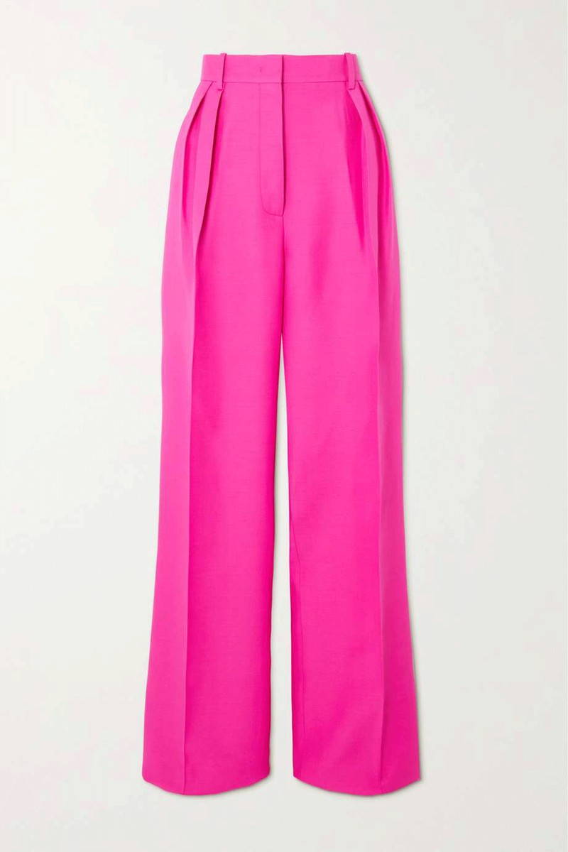 Pleated Wool And Silk-Blend Crepe Wide-Leg Pants from Valentino