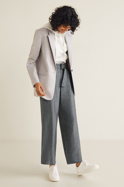 Belt Herringbone Trousers from Mango