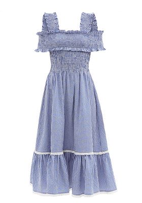 Rafferty Shirred Cotton-Blend Seesucker Midi Dress