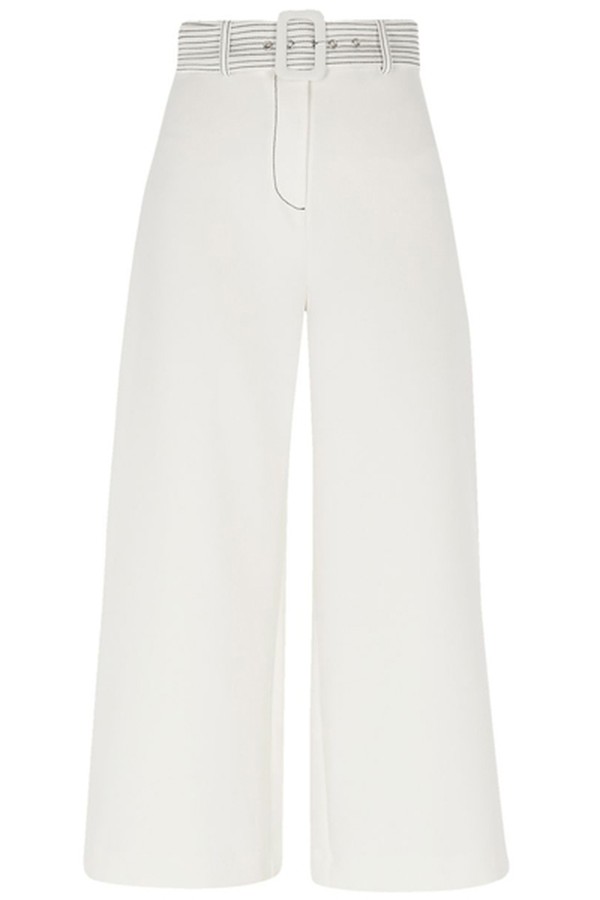 White Belted Wide Leg Culotte Trousers from River Island