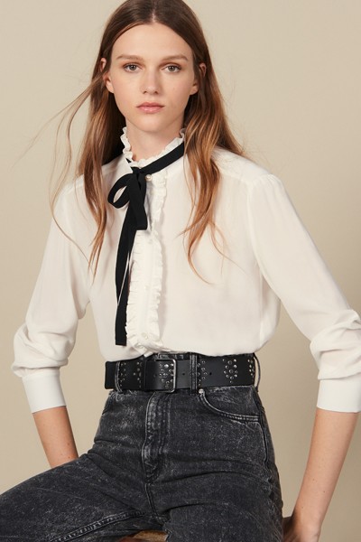 Silk Blouse With Ribbon from Sandro