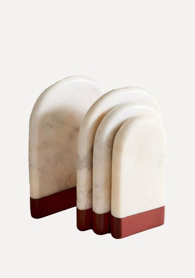 Marble Bookends With Coloured Stripe 