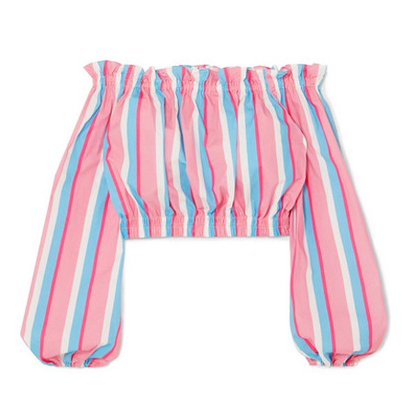 Fair Off-The-Shoulder Striped Stretch-Cotton Poplin Top