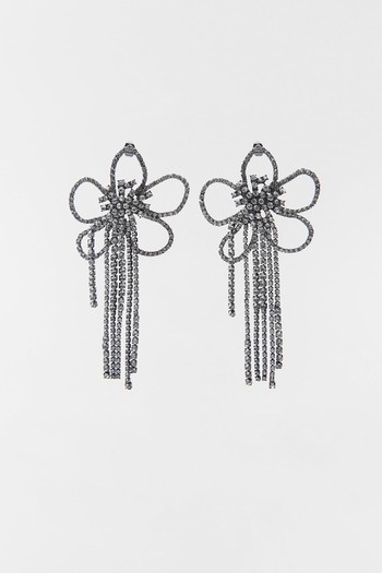 Rhinestone Flower Earrings from Zara