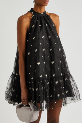 Twirl Point D'Esprit Embroidered Tulle Mini Dress from Sister Jane