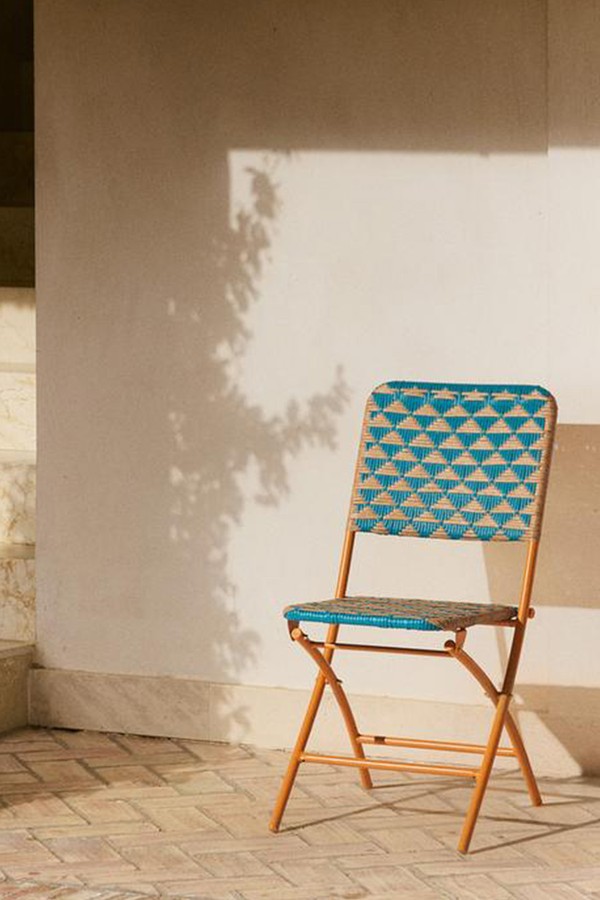 Folding Chair With Woven Triangles