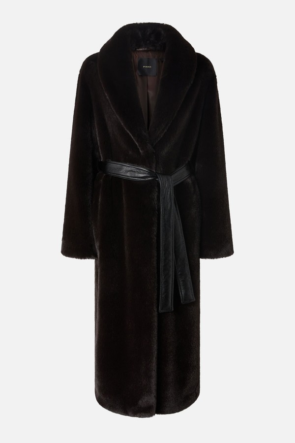 Long Faux Fur Coat With Belt from Pinko