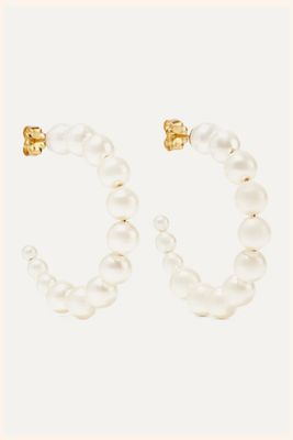Gold Plated Pearl Hoop Earrings from Chan Luu