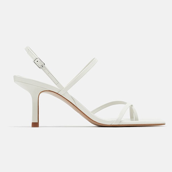 Mid-Heel Strappy Leather Sandals from Zara