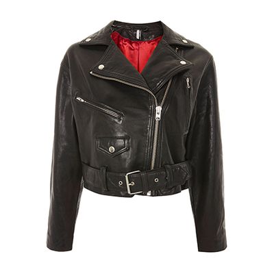 Boxy Leather Biker Jacket