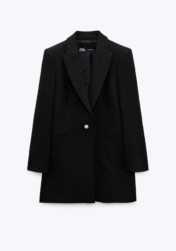 Long Blazer With Shoulder Pads