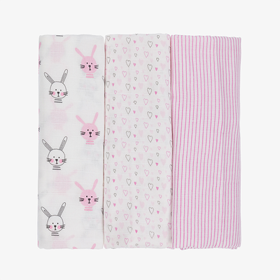 Pink Cotton Swaddles (3 Pack)