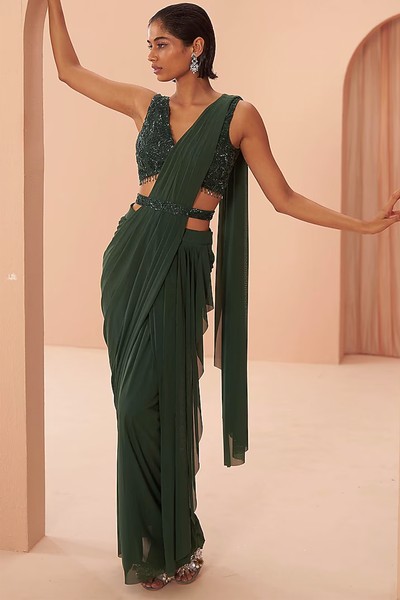 Lycra Pre-Draped Saree Set from Parul Gandhi